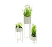 Simpa 3Pc Cream Contemporary Flower Plant Pot Holders & Hairpin Stands