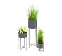 Simpa 3Pc Grey Contemporary Flower Plant Pot Holders & Hairpin Stands