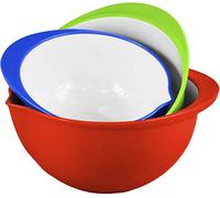 Simpa 3Pc Plastic Mixing Bowls Set With Pouring Spout: Red, Green & Blue.