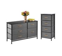 Simpa 4 & 5 Drawer Fabric Storage Tower Chest - Grey Set