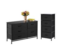 simpa 4 & 5 Drawer Farbric Chest of Drawer Duo Sets in Black simpa Black