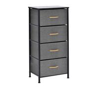 Simpa 4 Drawer Fabric Storage Tower Chest - Grey