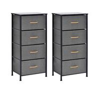 Simpa 4 Drawer Fabric Storage Tower Chest - Grey Set Of 2