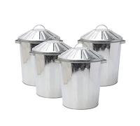 simpa 4 x 40L 40 Litre Galvanised Metal Dustbin Tapered Design Kitchen House Garden Storage Unit Bin.
