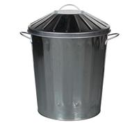 simpa 40L Colourful Vintage Style Metal Tapered Dustbins & Lids - Galvanised 46cm (H) x 32.5cm (Dia)