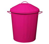 simpa 40L Colourful Vintage Style Metal Tapered Dustbins & Lids - Pink 46cm (H) x 32.5cm (Dia)