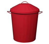 simpa 40L Colourful Vintage Style Metal Tapered Dustbins & Lids - Red 46cm (H) x 32.5cm (Dia)