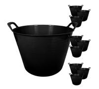 Simpa 42L Black Large Multi Purpose Flexible Tub Buckets - Set Of 10