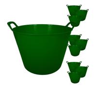 Simpa 42L Dark Green Large Multi Purpose Flexible Tub Buckets - Set Of 10