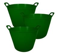 Simpa 42L Dark Green Large Multi Purpose Flexible Tub Buckets - Set Of 3