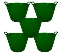 Simpa 42L Dark Green Large Multi Purpose Flexible Tub Buckets - Set Of 5