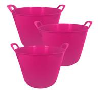 Simpa 42L Pink Large Multi Purpose Flexible Tub Buckets - Set Of 3