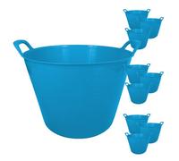 Simpa 42L Sky Blue Large Multi Purpose Flexible Tub Buckets - Set Of 10