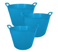 Simpa 42L Sky Blue Large Multi Purpose Flexible Tub Buckets - Set Of 3
