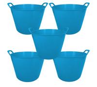 Simpa 42L Sky Blue Large Multi Purpose Flexible Tub Buckets - Set Of 5