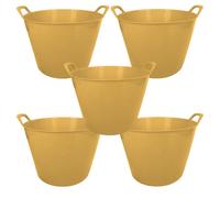 Simpa 42L Yellow Large Multi Purpose Flexible Tub Buckets - Set Of 5
