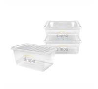 simpa 45 Litre 45L Stackable Plastic Storage Box with Clear Lids - 26cm (H) x 60cm (L) x 40cm (W) - Set of 3 Boxes