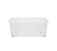 simpa 45 Litre 45L Stackable Plastic Wheeled Storage Box with Clear Lids - 25cm (H) x 60cm (L) x 40cm (W) - Single Box