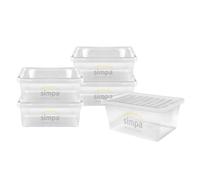 simpa 45L Stackable Plastic Storage Boxes - Set of 5 in Clear simpa Clear