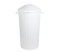 simpa 46L Colourful Vintage Style Metal Tapered Dustbins & Lids - White 70cm (H) x 33cm (Dia)