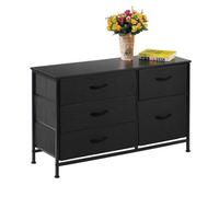 Simpa 5 Drawer Fabric Storage Tower Chest - Black