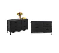 Simpa 5 Drawer Fabric Storage Tower Chest - Black Set Of 2