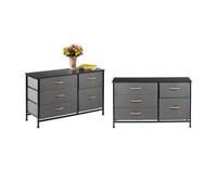 Simpa 5 Drawer Fabric Storage Tower Chest - Grey Set Of 2