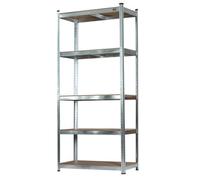Simpa 5 Tier Metal Galvanised Silver Shelving Racking Unit - 875 Kg Max Load