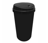 simpa 50 Litre 50L Black Plastic Touch Top Kitchen Bin Dustbin with Gloss Finish.
