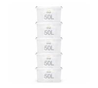 simpa 50 Litre 50L Stackable Plastic Storage Box with Clear Click Lock Closure Lid - 29cm (H) x 58cm (L) x 40cm (W) - Set of 5