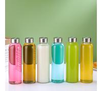 simpa 500ml Reusable Glass Bottles With Stainless Steel Lids - Set of 6 - Suitable for Work, Gym, Home, Hot or Cold Drinks.