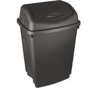Simpa 50L Black Plastic Swing Lid Bin - Single Bin