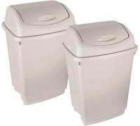 Simpa 50L Cream Plastic Swing Lid Bin - Set Of 2 Bins