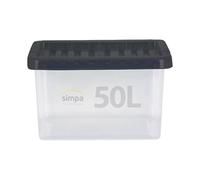 simpa 50L Stackable Plastic Storage Box - Single Box in Clear simpa Clear