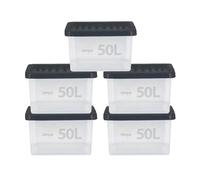 simpa 50L Stackable Plastic Storage Boxes - Set of 5 in Clear simpa Clear