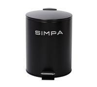 simpa 5L 5 Litre Matt Black Slim Soft-Closing Pedal Dustbin.