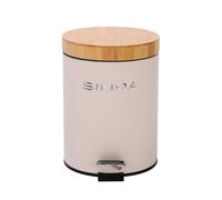 simpa 5L Soft-Closing Pedal Dustbin with Bamboo Lid in Cream simpa Cream