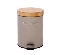 simpa 5L Soft-Closing Pedal Dustbin with Bamboo Lid in Taupe simpa Taupe