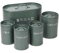 Simpa 5Pc Stylish Matt Green Metal Kitchen Storage Set.