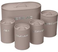 Simpa 5Pc Stylish Matt Mushroom Metal Kitchen Storage Set.