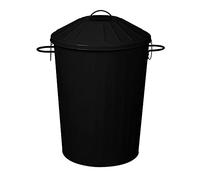 simpa 60L Colourful Vintage Style Metal Tapered Dustbins & Lids - Black 62cm (H) x 38cm (Dia)