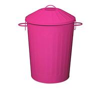 simpa 60L Colourful Vintage Style Metal Tapered Dustbins & Lids - Pink 62cm (H) x 38cm (Dia)