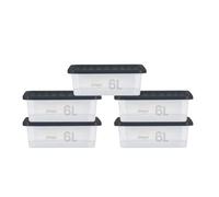 simpa 6L Stackable Compact Plastic Storage Boxes - Set of 5 in Clear simpa Clear