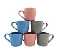 simpa 6PC Assorted Colour Ribbed Speckled Stoneware Mugs 500ml