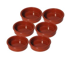 Simpa 6Pc Brown Glazed Traditional Handmade Spanish Tapas Cazuelas Serving Bowls - 11.5Cm Dia