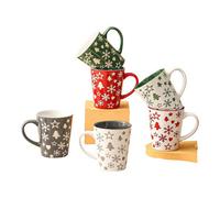 Simpa 6Pc Ceramic Christmas Tree & Snowflake Set. Volume 350Ml.