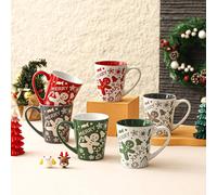 simpa 6PC Christmas Gingerbread Man Stoneware Mug Set 350ml simpa Multicolor