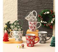 simpa 6PC Christmas Reindeer Stoneware Mug Set 350ml simpa Multicolor