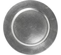 Simpa 6Pc Distressed Metallic Silver Decorative Reusable Plastic Charger Plates 33Cm Dia