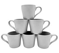 simpa 6PC Grey Ribbed Speckled Stoneware Mugs 500ml